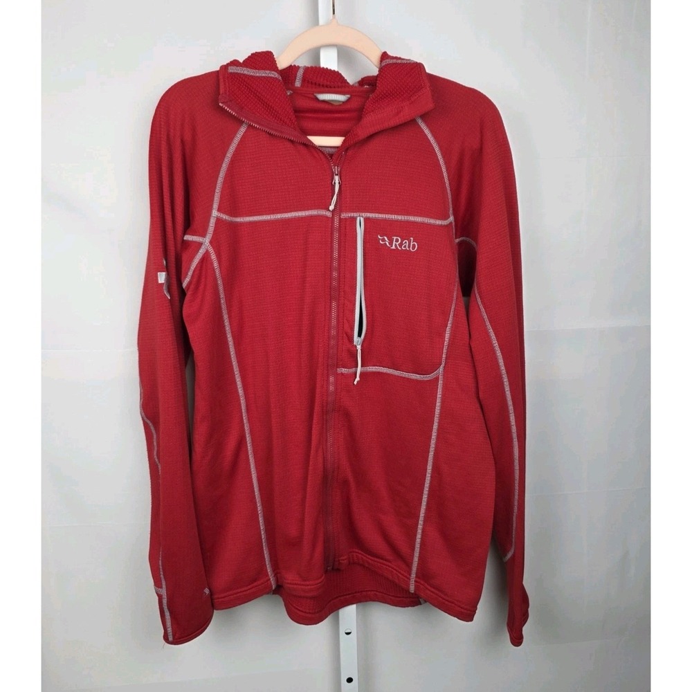 Rab Baseline Jacket QFE-56 Hooded Red Polartec PowerDry Fleece Hiking Men's S